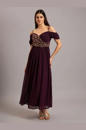 Eavan Women Embellished Gathered or Pleated Fit & Flare Maxi Dress