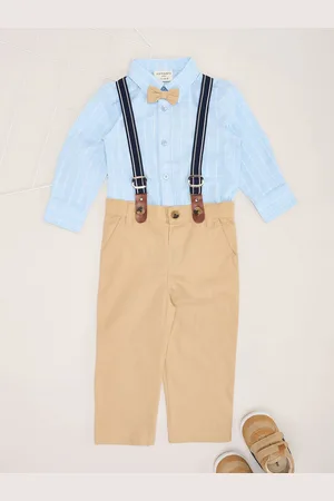 Pantaloons Boys Pure Cotton Shirt With Trouser & Suspenders