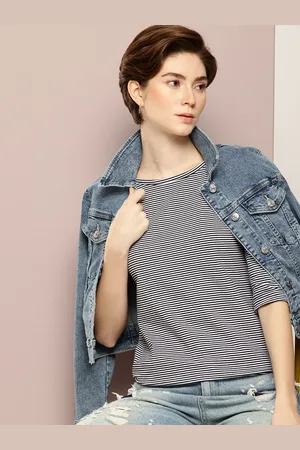 Kook N Keech Striped Boat Neck Pure Cotton Top