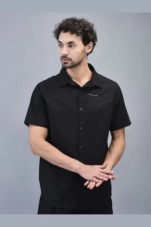 Woodland Men Spread Collar Solid Casual Shirt