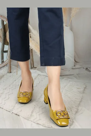 Elle Square Toe Embellished Block Pumps