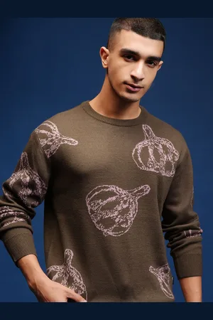 Highlander Men Self Design Round Neck Long Sleeves Pullover