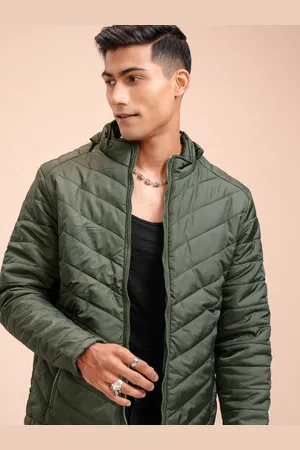 LocoMotive Men Green Solid Puffer Jacket