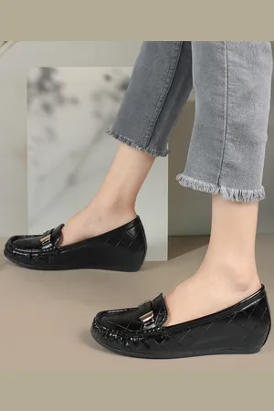 Elle Women Textured Embellished Comfort Insole Lightweight Horsebit Loafers