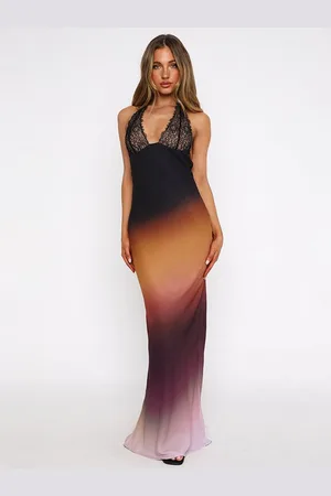 LULU & SKY Women Halter Neck Maxi Dress