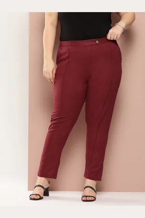 Sztori Women Plus sized Cotton Linen Cigarette Trousers