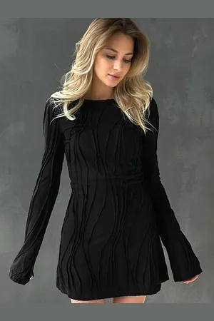 LULU & SKY Women Long Sleeves Sheath Mini Dress