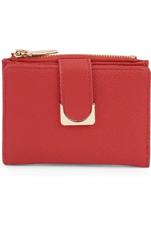 Globus Women Red Textured Bi-Fold Wallet With Zip Coin Pocket
