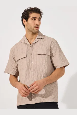 Styli Men Cuban Collar Textured Relaxed Fit Casual Shirt