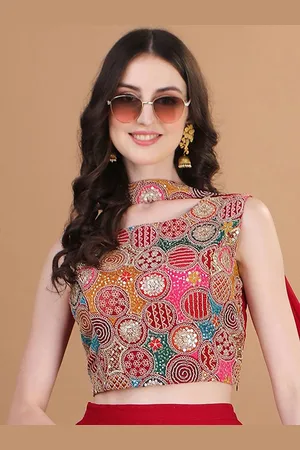 Kinjo Women Ethnic Motifs Embroidered Crop Top