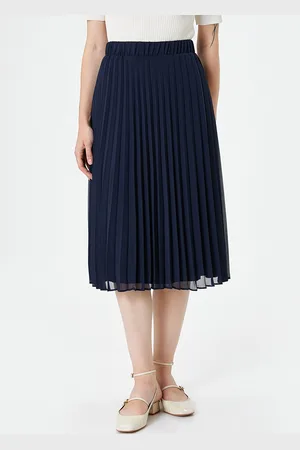 Koton Mid Rise Gathered Or Pleated Flared Skirt