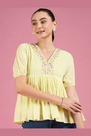 DressBerry Floral Puff Sleeve Georgette Peplum Top