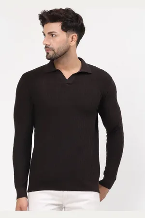 Kalt Men Structure Knit Polo T-Shirt