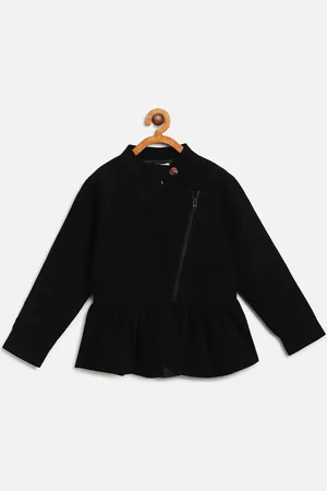 Cherry Crumble Girls Black Solid Tailored Jacket