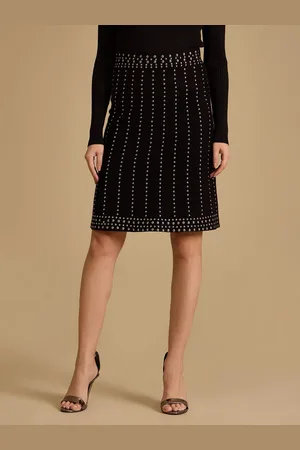 Kazo Women Embellished A-Line Knee Length Skirt