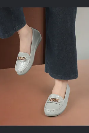 Elle Women Textured Embellished Comfort Insole Lightweight Horsebit Loafers