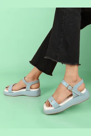 Elle Open Toe Flatform Heels With Buckles