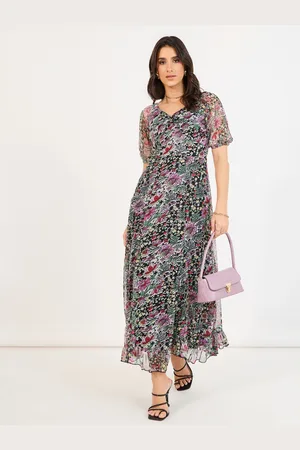 Styli Women Floral Printed Fit and Flare Maxi Dress