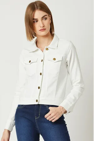 Miss Chase Women Washed Crop Denim Jacket