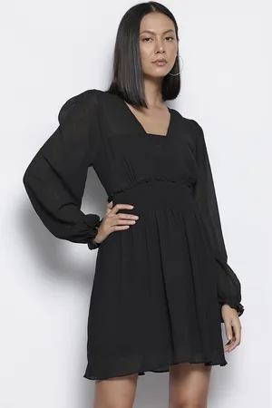 NA-KD Puff Sleeve Ruffled Fit & Flare Mini Dress