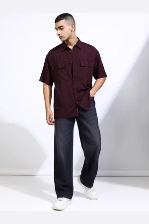 Highlander Men Solid Utility Pocket Oversized Shirt