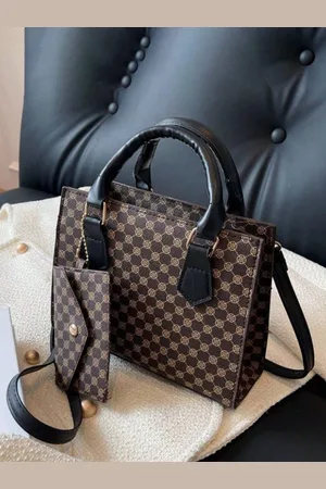 Stylecast Checked Bucket Handheld Bag with Quilted