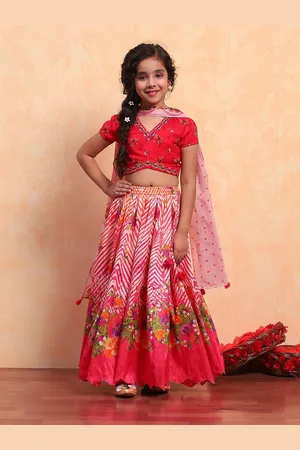 Biba Girls Printed Ready to Wear Lehenga & Blouse With Dupatta