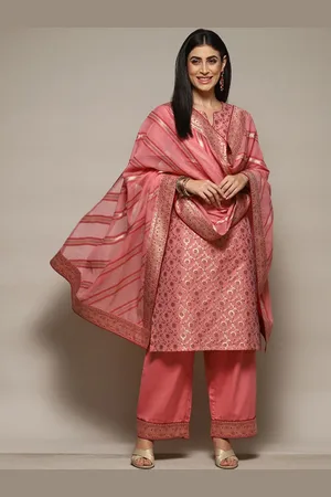 Biba Women Regular Pure Cotton Kurta with Palazzos & With Dupatta