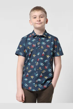 JACK & JONES Boys Slim Fit Printed Pure Cotton Casual Shirt