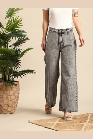 Mast & Harbour Women Wide Leg Heavy Fade Pure Cotton Jeans