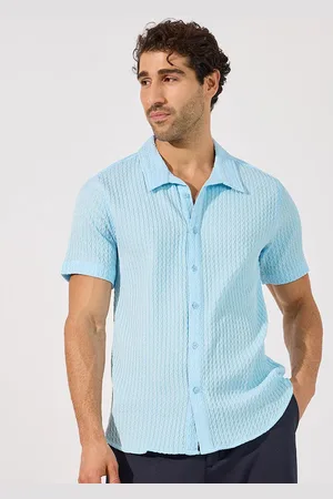 Styli Men Spread Collar Textured Casual Shirt