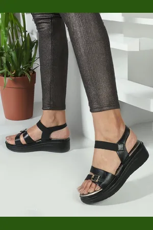 ICONICS Ankle Loop Buckle Detail Open Toe Platform Heels