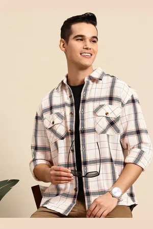Mast & Harbour Men Opaque Checked Casual Relaxed Fit Shackets