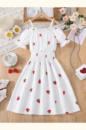 Miss & Chief Girls Printed Smocked Fit & Flare Midi Dress