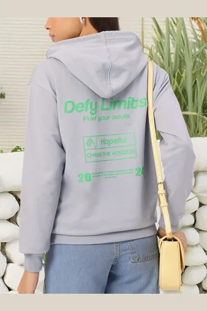 DressBerry Cozy Knits Typo Print Hooded Sweatshirt
