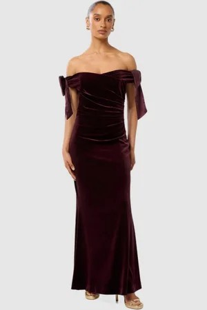 Forever New Off-Shoulder Velvet Formal Fit & Flare Maxi Dress