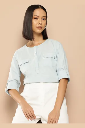 Invictus Roll-Up Sleeves Cotton Shirt Style Top