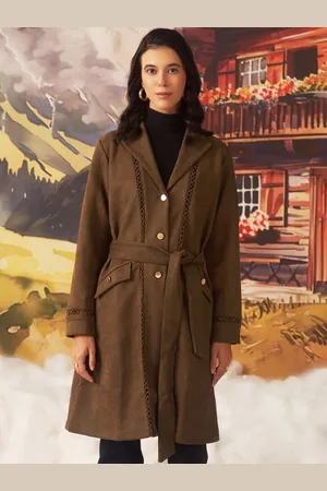 Lakshita Women Notched Lapel Collar Single-Breasted Overcoat