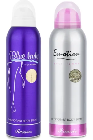 Rasasi Set Of 2 Blue Lady & Emotion Deodorant Body Spray- 200ml Each