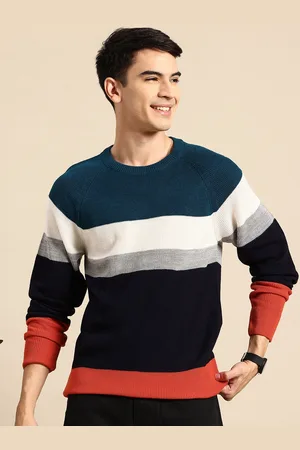 Mast & Harbour Men Striped Acrylic Pullover