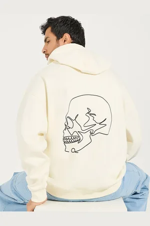 Styli Men Skull Back Print Oversized Hoodie