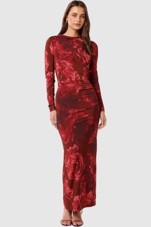 Forever New Floral Print A-Line Midi Dress