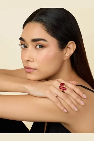 ISHARYA Gold-Plated Stone-Studded Adjustable Finger Ring