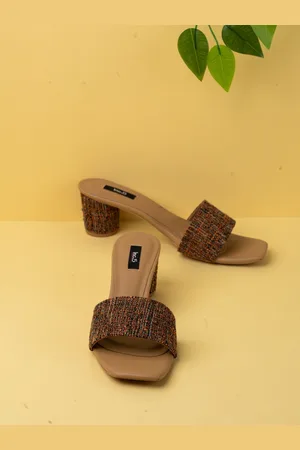 Inc 5 Women Woven Design Block Heels Sandals