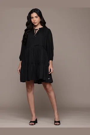 Nautica Tie-Up Neck Mini Tiered Dress