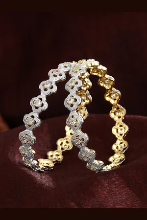 ESTELE Set Of 2 Gold-Plated Stone-Studded Bangles
