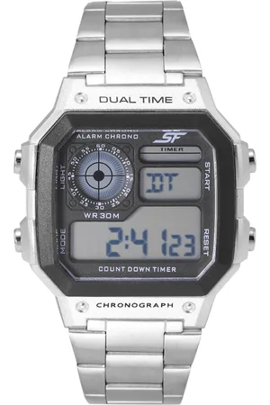 Sonata Unisex Digital Stainless Steel Bracelet Style Multi Function Watch- 77134PM01W