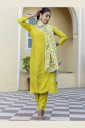 Navlik Women Embroidered Regular Kurta with Trousers & With Dupatta