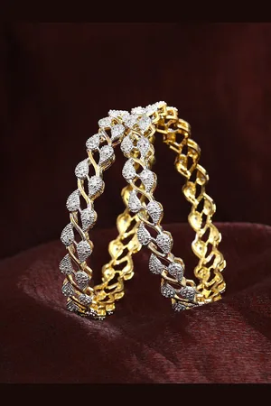 ESTELE Set Of 2 Gold-Plated Crystals Stone Studded Bangles
