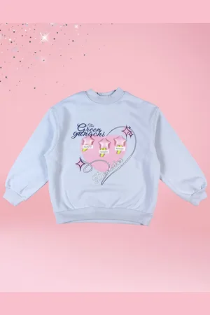 CUTECUMBER Girls Printed Round Neck Sweatshirt